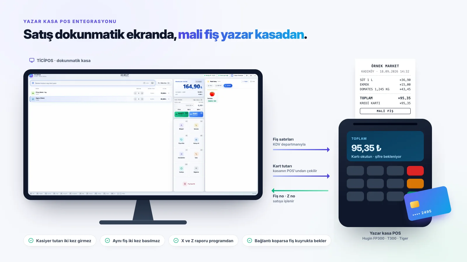 Programdan yazar kasa POS cihazına satış akışı