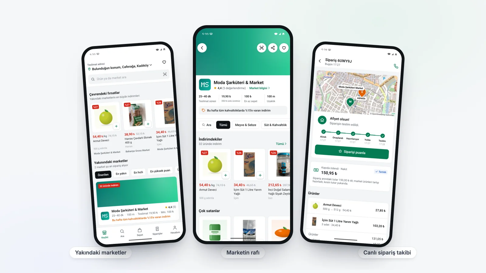 TİCİ Market mobil uygulaması ekranları